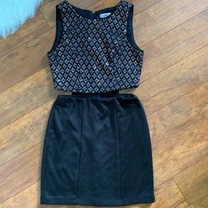 Emerald Sundae Juniors' Glitter Lace Faux Two-Piece Dress - Size 5